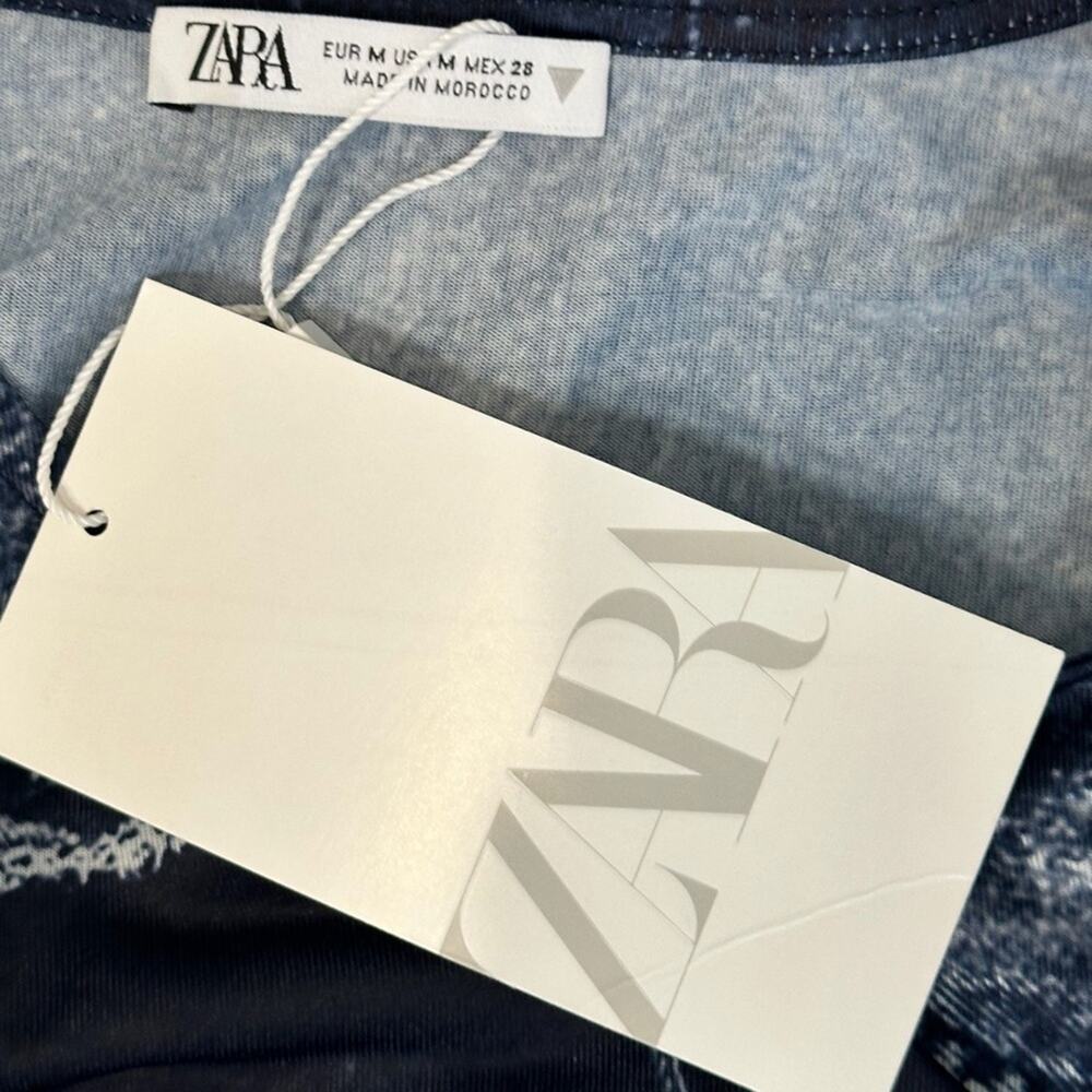 NWT Zara Denim Printed Pantsuit SZ M $89 - Picture 9 of 15